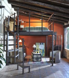 Loft installation, interior design, mezzanine, airbnb